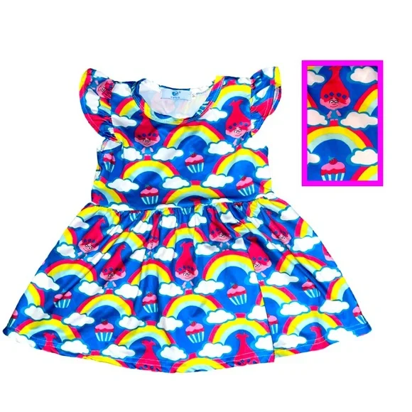 Trolls | Dresses | Trolls Poppy Rainbows Cupcake Pattern Dress In 2t 9 Euc  Birthday Theme | Poshmark